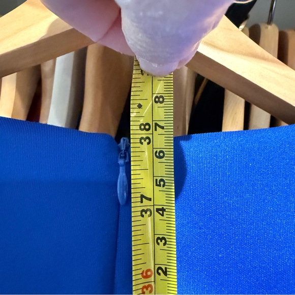 Eliza J Royal Blue Neoprene Ruffled Mid Length Cocktail Dress - Picture 9 of 9